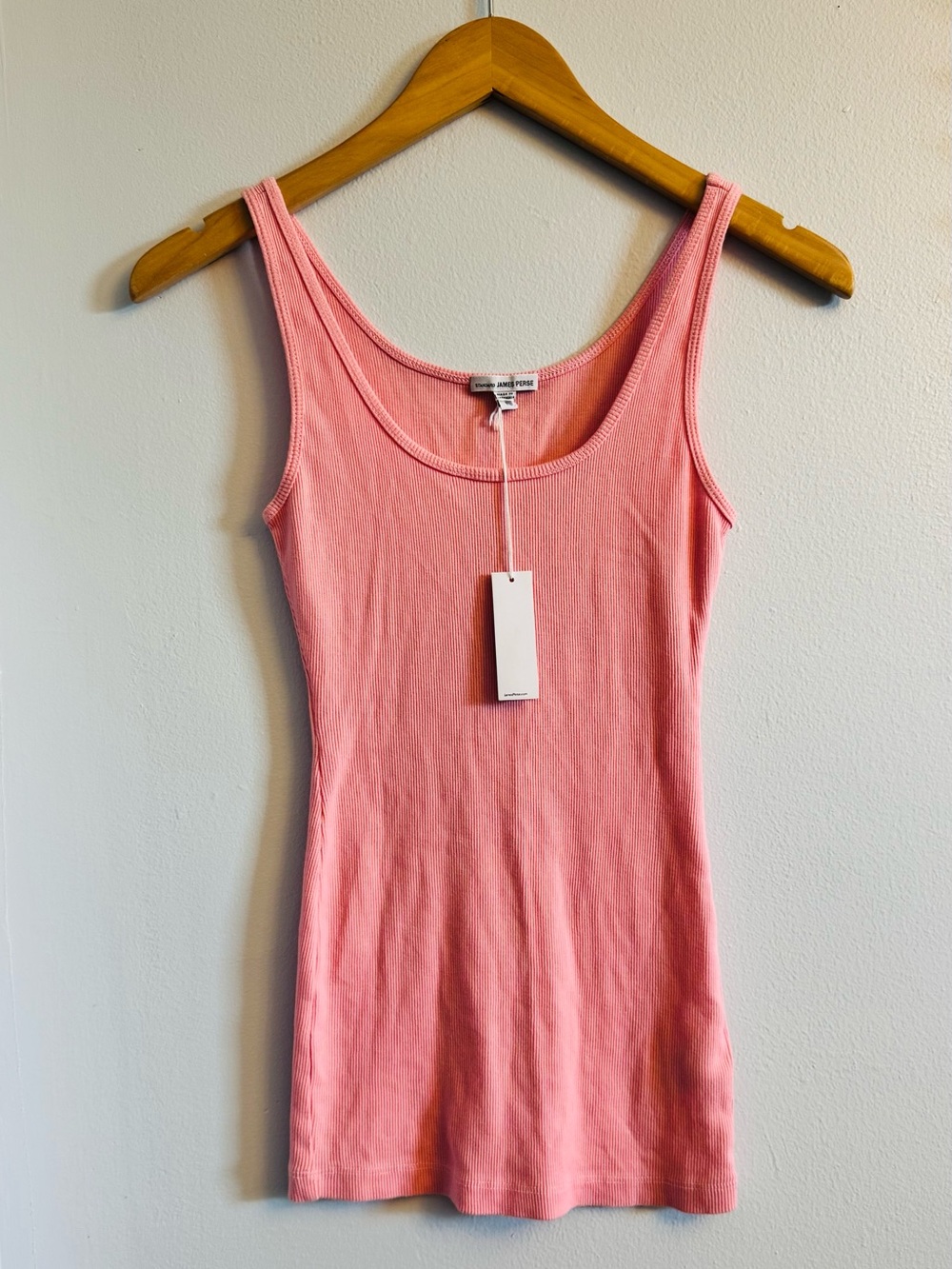NWT Standard James Perse Ribbed Tank Size 0/XS‎ Pink Scoop Neck Cotton Quiet - Picture 2 of 7
